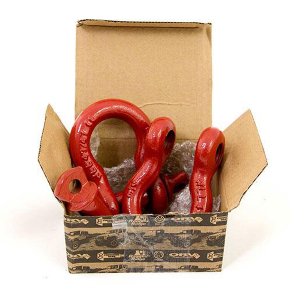 Rugged Ridge - D-Ring Shackle Kit 3/4 Inch Red Steel Pair - 11235.08