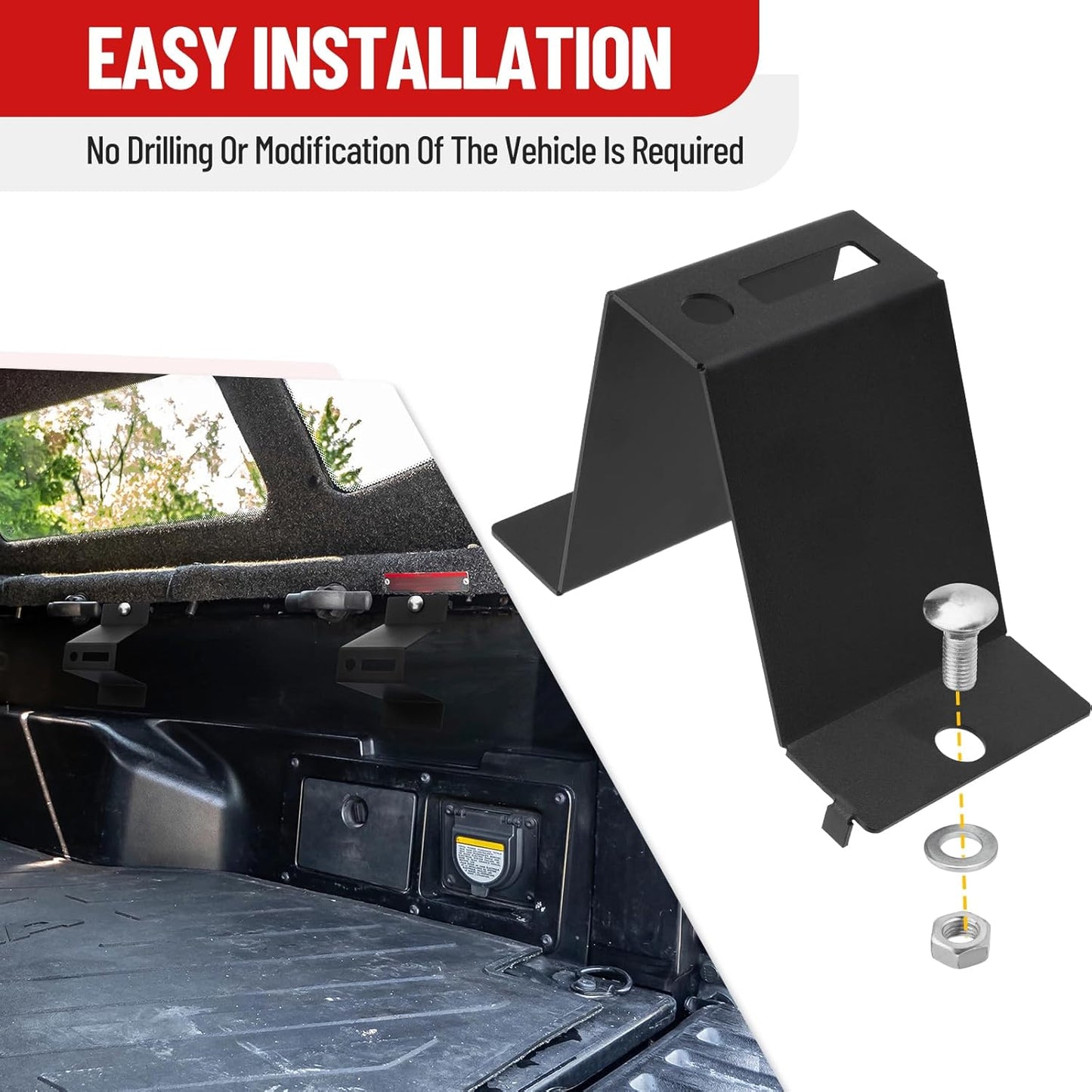 High Lift Jack Mounting Bracket Compatible with Toyota Tacoma, Bed Rail Rack System Jack Holder, Heavy Duty Steel Off-Road Easy Bolt-On