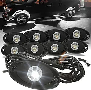 SunPie - 8 Pods White LED Rock Lights - X0034GGWUZ