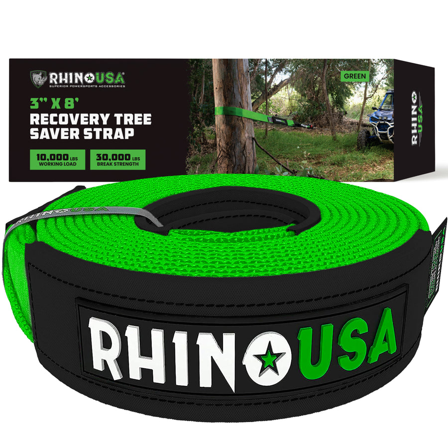 Rhino USA - 3" x 8' Recovery Tree Saver Strap (Green)