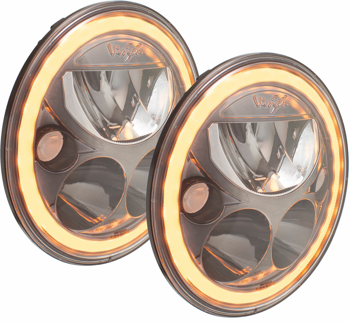 Vision X - VX Black and Chrome Headlights (Amber Halo) - XIL-7RDBAKITJK