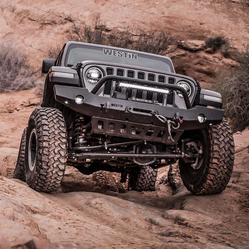 9-80115 WJ2 Full Width Front Bumper wBull Bar Textured Black Wrangler JL 2018-2024