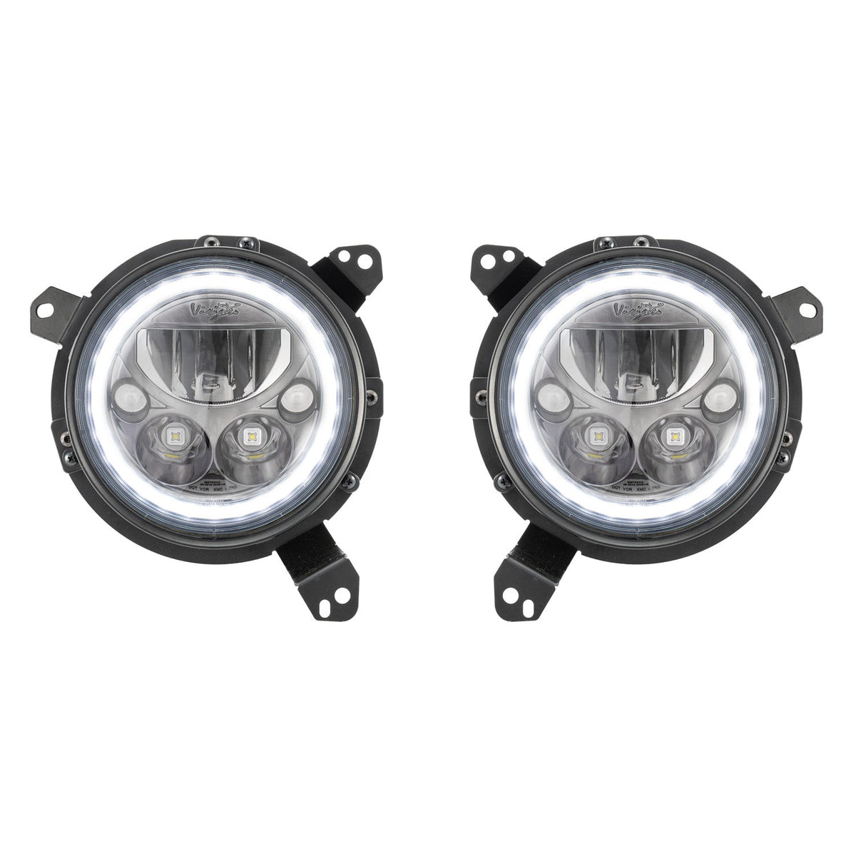Vision X - 18+ Jeep JL / '20+ Jeep Gladiator VX LED Headlight Kit - Black Chrome | White Halo - 9944494