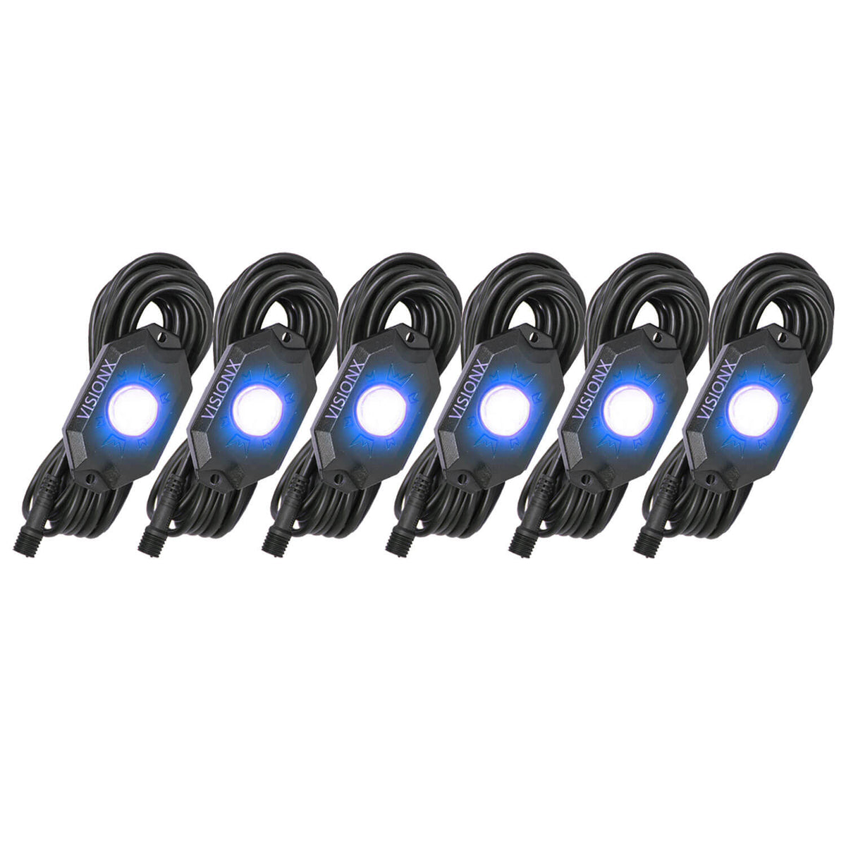 Vision X - 9 Watt LED Rock Light 6 Pod Kit (Blue) - FJRG-HIL-RL6B