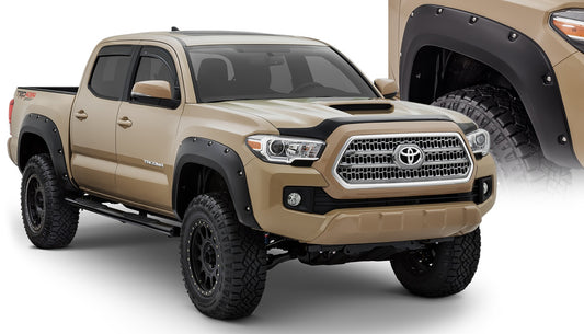 BushWacker - Bushwacker by RealTruck Pocket/Rivet Style Front & Rear Fender Flares | 4-Piece Set Black Smooth Finish | 30922-02 | Compatible with 2016-2022 Toyota