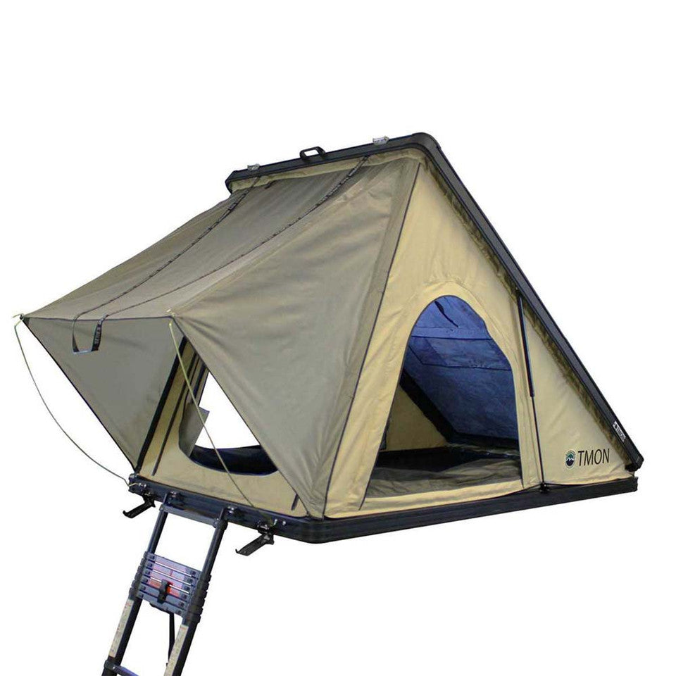 OVS - TMON Clamshell Aluminum Hard Shell Roof Top Tent - 2 Person Capacity, Tan Body & Green Rainfly - 18119935