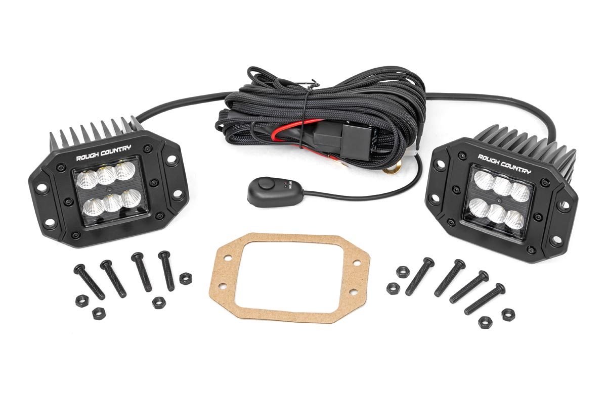 Rough Country - 2 Black Series Flush Mount  LED Lights , Pair - 70113BL