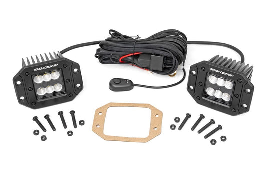 Rough Country - 2 Black Series Flush Mount  LED Lights , Pair - 70113BL