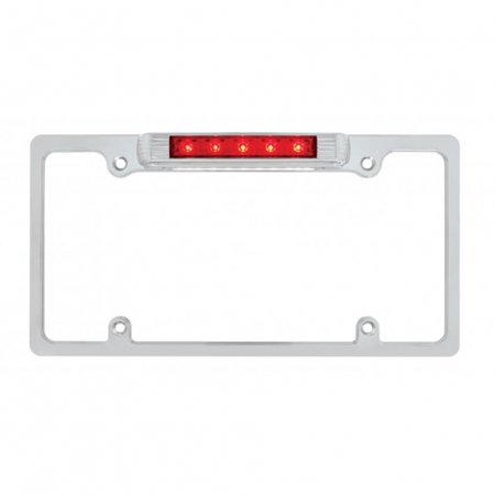 Chrome Deluxe LED License Plate Frame - Red LED Third Brake Light