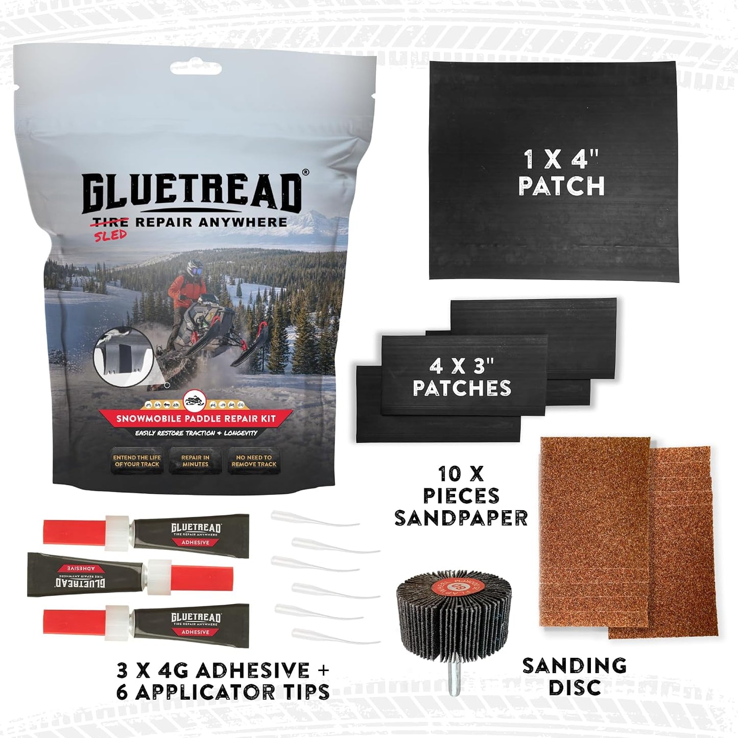 Glue Tread - Snowmobile Paddle Repair Kit - gtva052a