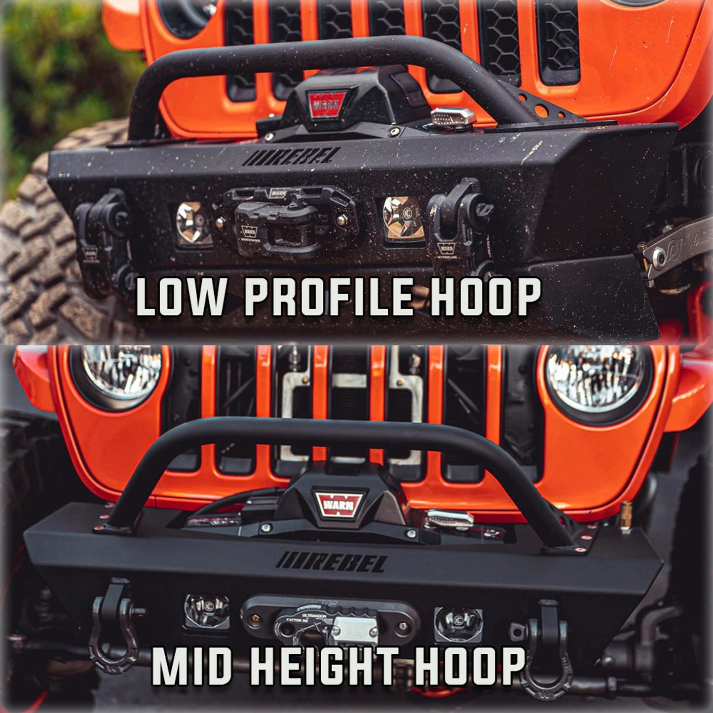 Rebel Offroad -Low high hoop for Rebel Stubby Bumper - ROE-FBS-H03-BL