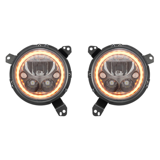 Vision X - 18+ Jeep JL / 20+ Jeep Gladiator VX LED Headlight Kit - Black Chrome | Amber Halo - XIL-7RDBAKITJL