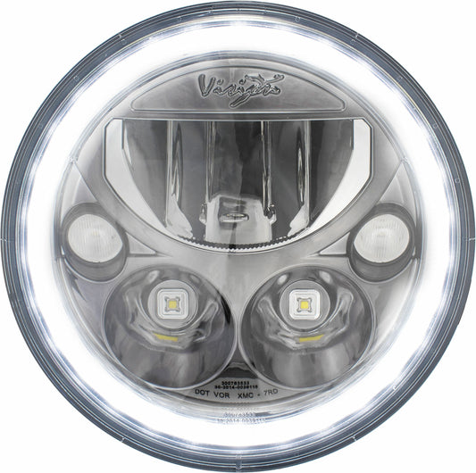 Vision X - Jeep JK 7 in. Round VX Black Chrome Face LED Headlight with Low-High-Halo (Single light)- XIL-7RDB