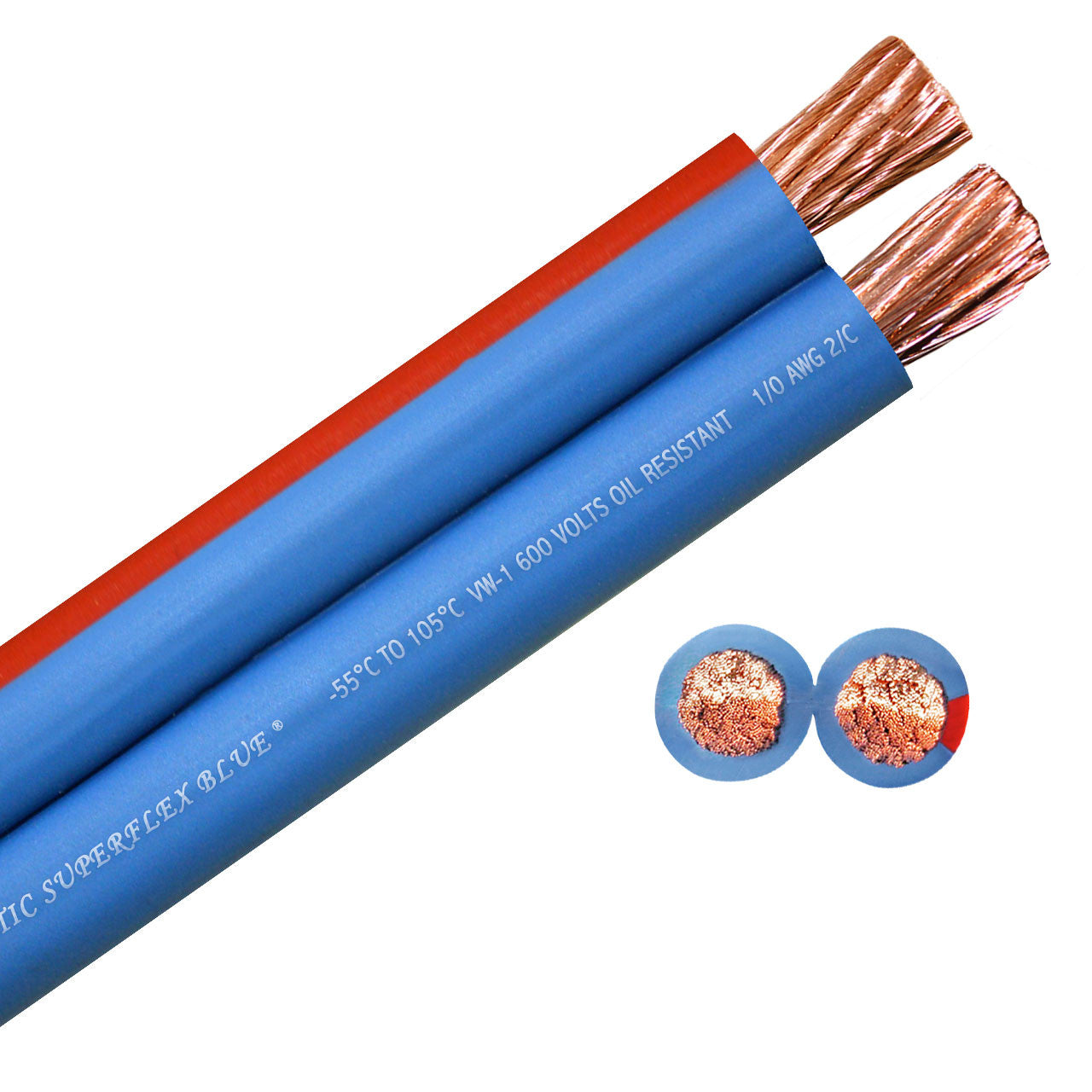 1/0 GA ARCTIC SUPERFLEX BLUE DOUBLE WIRE OD 1.13" X .58"