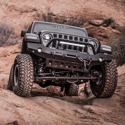 9-80115 WJ2 Full Width Front Bumper wBull Bar Textured Black Wrangler JL 2018-2024