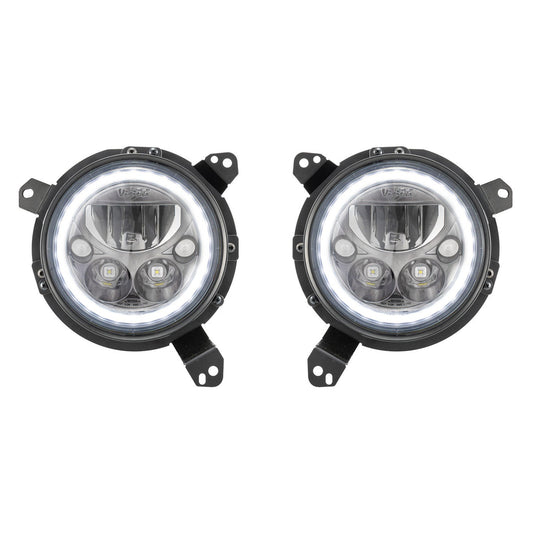 Vision X - (Single) - 18+ Jeep JL / '20+ Jeep Gladiator VX LED Headlight Kit - Black Chrome | White Halo - 9944494